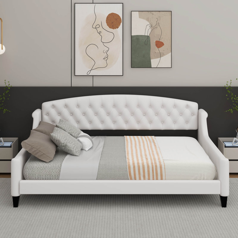 Modern Luxury Tufted Button Daybed, Beige