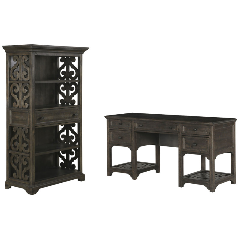 Bureau avec bibliothèque, 2 pièces: bureau, bibliothèque