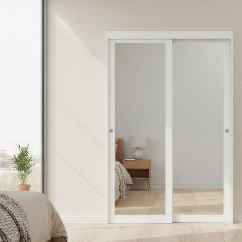 Portes Milette - 2 portes coulissantes avec miroir | Shaker avec Apprêt blanc | quincaillerie incluse | Fait au Canada
