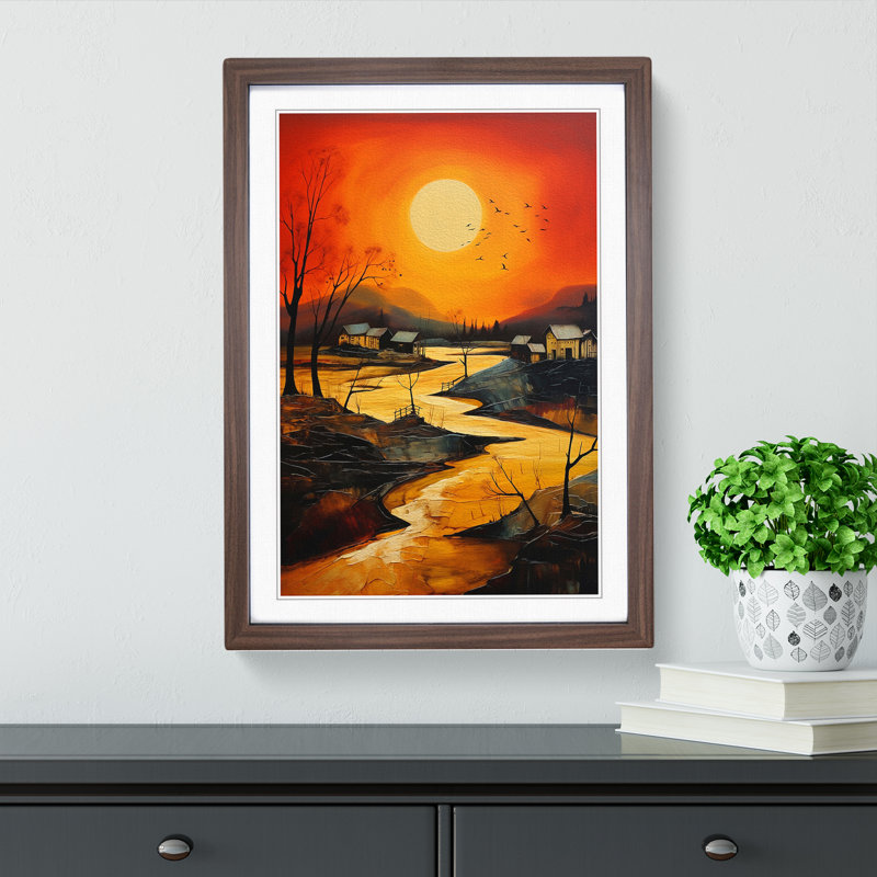 Landscape Expressionism No.3 - Single Picture Frame Print on Wood, Walnut Framed, 46cm H x 34cm W
