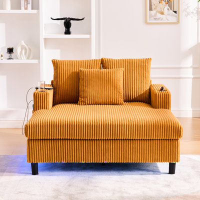 Fauteuil inclinable luxueux en velours côtelé luxueux avec lumières intégrées et sièges confortables surdimensionnés