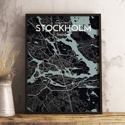 Stockholm City Map - No Frame Print