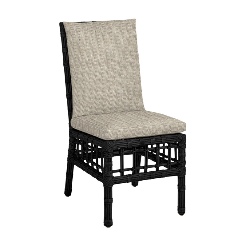 Chaise d'appoint d'extérieur en résine tressée Newport N-Dura, Pas de soudure, Chevron sable, Onyx