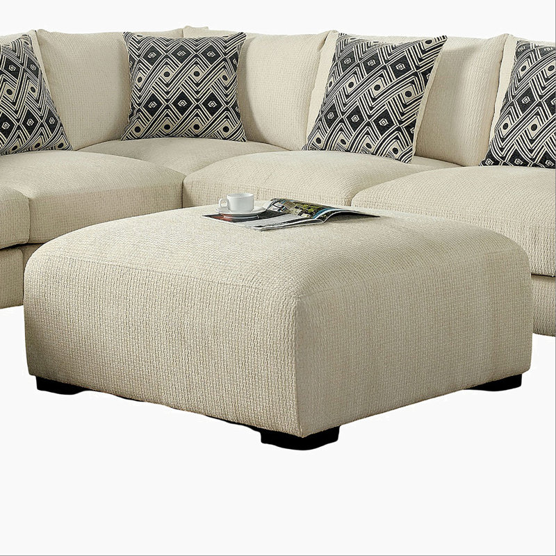 Grand repose-pieds carré rembourré de style contemporain avec couche modulaire en mousse à mémoire de forme et pieds fuselés beige