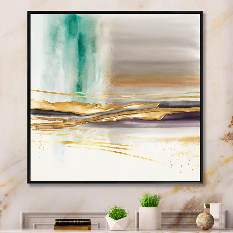 Golden Morning Glory IV - reproduction sur toile, H 36 po x l 36 po x P 1,5 po, Toile à cadre flottant noir