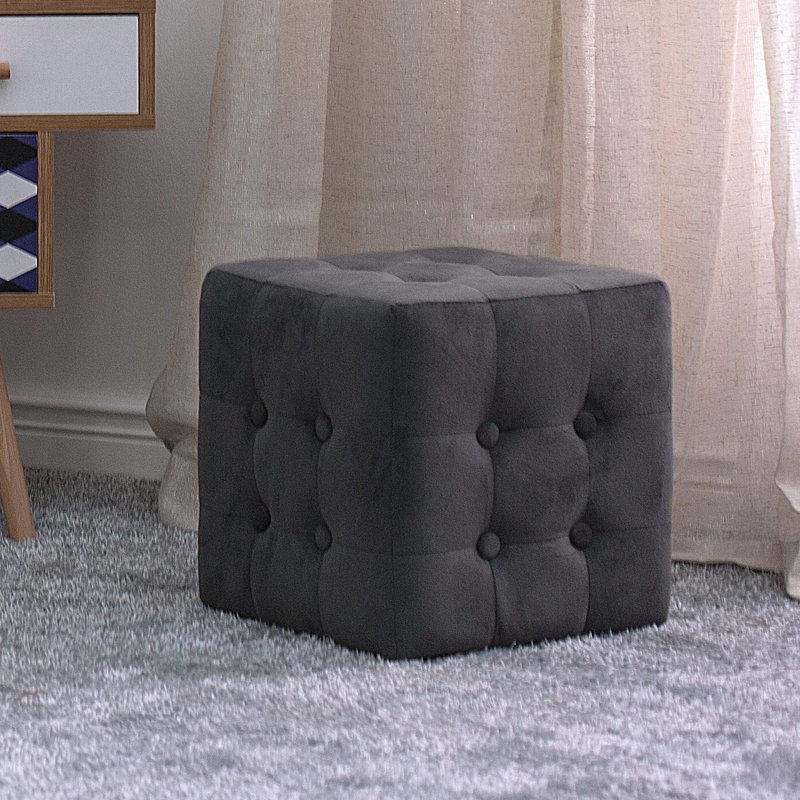 Stroud 31cm Wide Tufted Square Cube Ottoman, Dark Grey