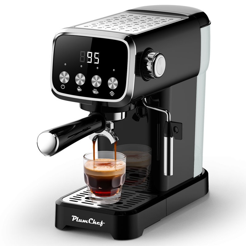 20bar Slim Vertical Espresso Machine With Milk Frother, Built-in Cup Warmer & 43 Oz Detachable Tank, Compact Space-saving Design For Rich Espresso, Americano, Latte, Black