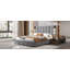Structure de lit grand format, avec applique murale et port USB, tête de lit large, velours, gris