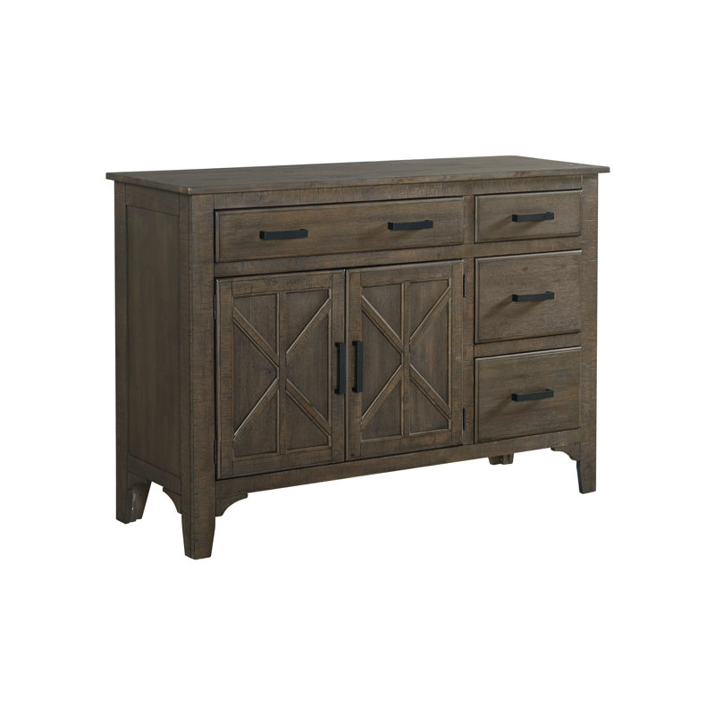 Costel 57" Wide Server with 4 Drawers and 2 Doors, Brushed Charcoal