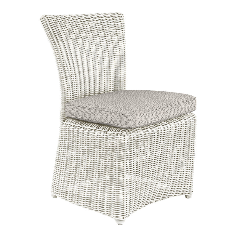 Sag Harbor Patio Dining Side Chair with Cushion (Set of 2), Perigold Arigato Balsamic, Sag Harbor Classic White