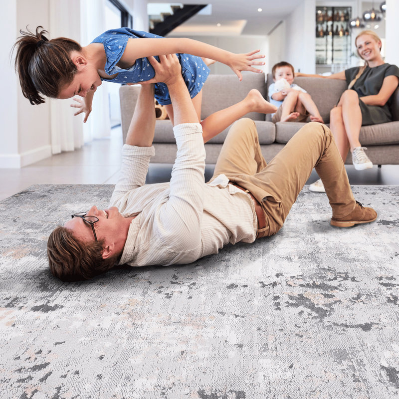 5X7 Grey Multi Abstract Area Rug - , Non-Shedding, Stain For Bedroom, Living, Dining Room Ambiance Enhancement Theme Concept Idea , Beautifies Living Room, Style Creation