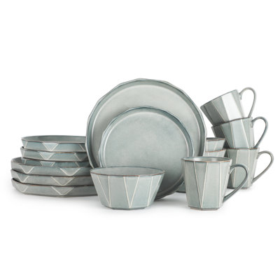 TDA Series TABLE 12 16-Piece Dinnerware Set, Stonewashed Dinnerware Set for 4