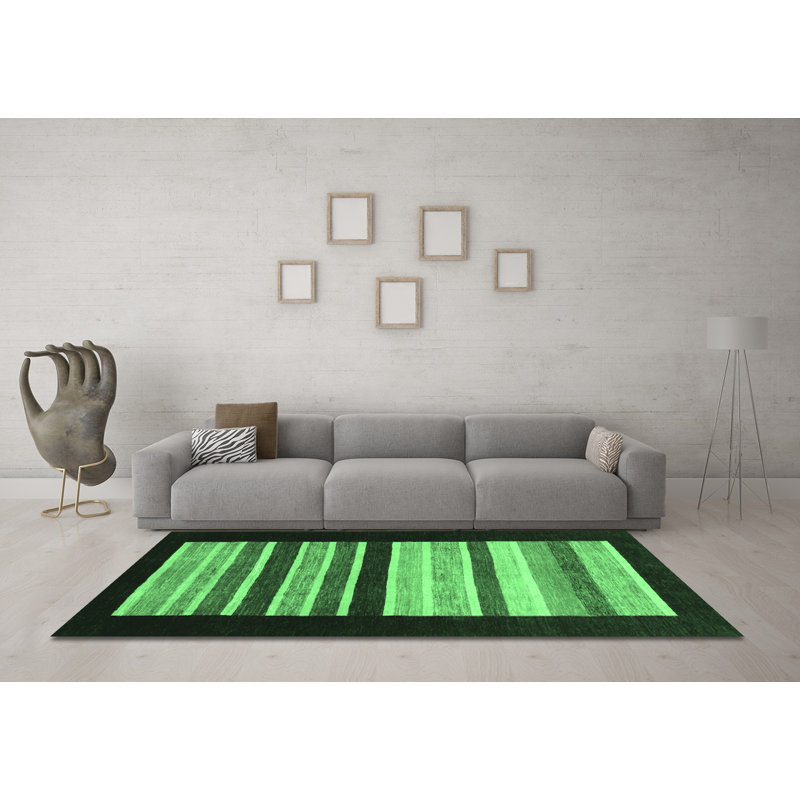 Washable Striped Indoor Rug, Square 4'