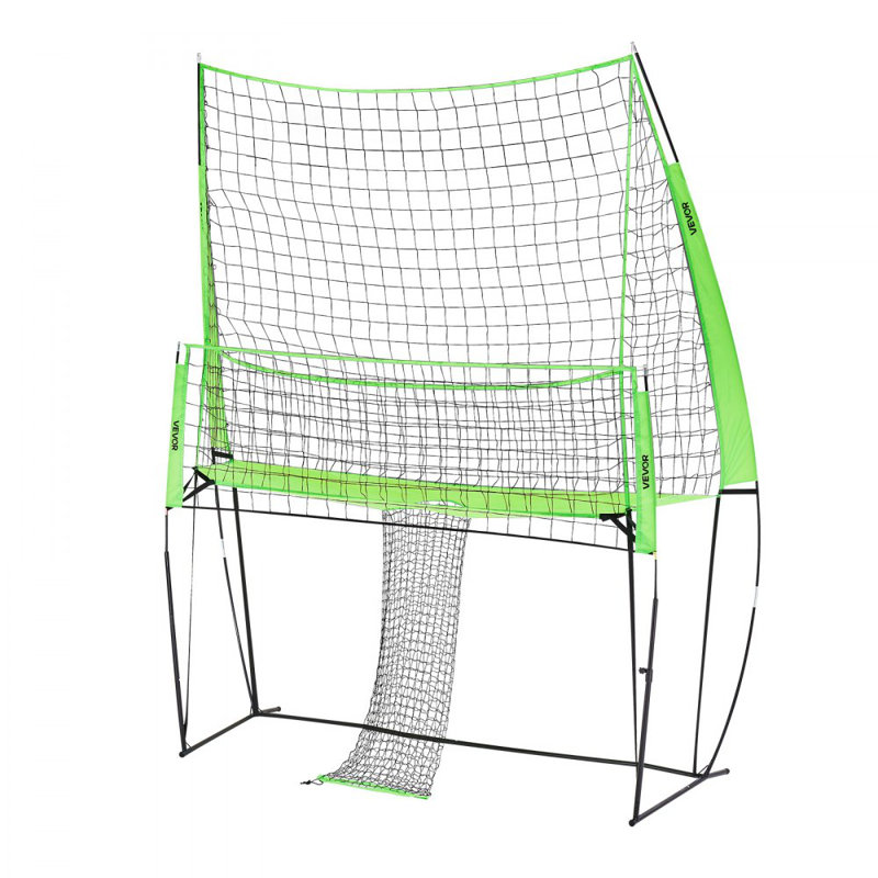 Système de filet d'entraînement pour le volleyball, H 136,8 po x l 144 po x P 39,6 po, Noir/vert