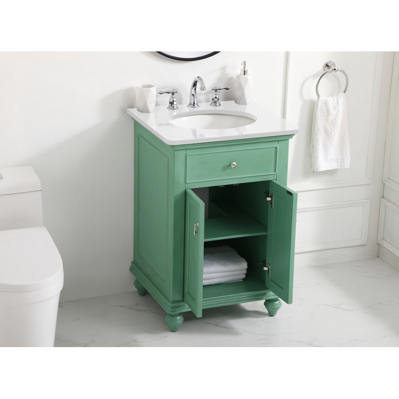 Otto 24'' Single Bathroom Vanity with Top, Vintage Mint, Ivory White