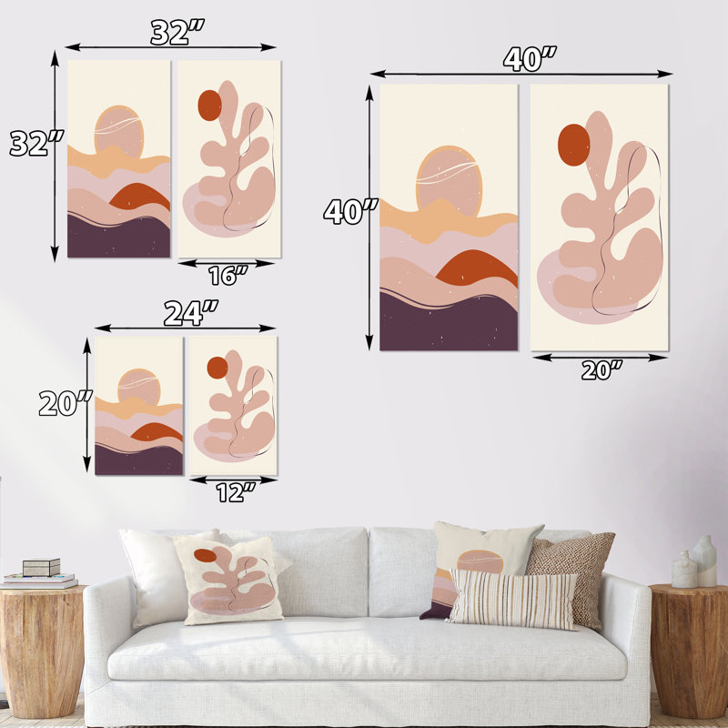 Primitive Abstract Retro Shapes III - ensemble de 2 impressions, Toile tendue, H 20 po x l 24 po x P 1 po