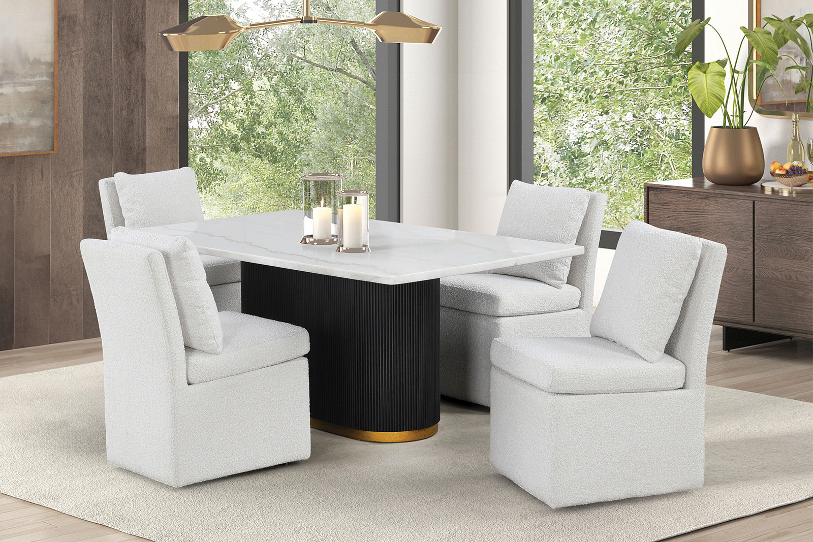 Ebern Designs Wessel 5-pcs Marble Top Dining Table Set | Wayfair