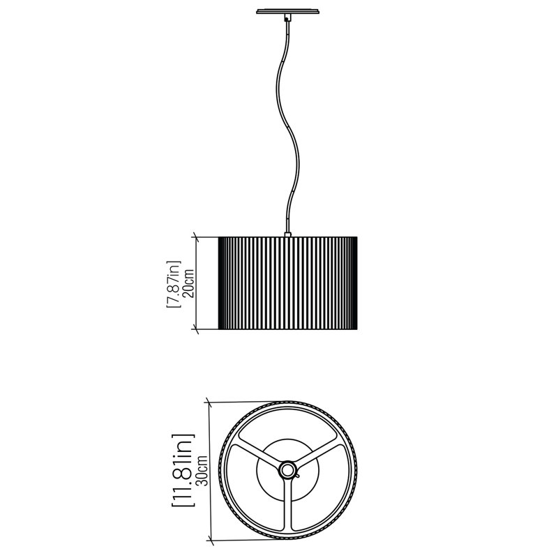 Luminaire suspendu simple à 1 lumière Living Hinges, Gris organique