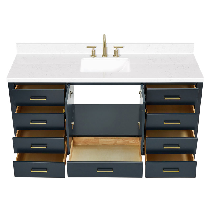 Ensemble de meuble-lavabo simple 66 po , Bleu minuit
