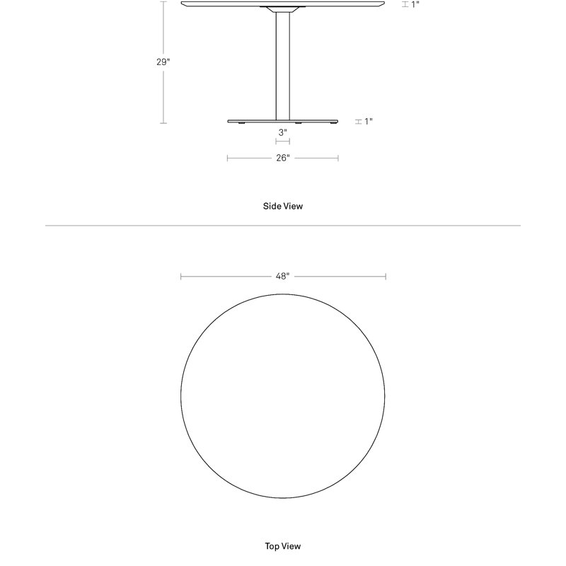 Easy Round Dining Table, Matte Black, White Oak, 29" H x 48" W x 48" L