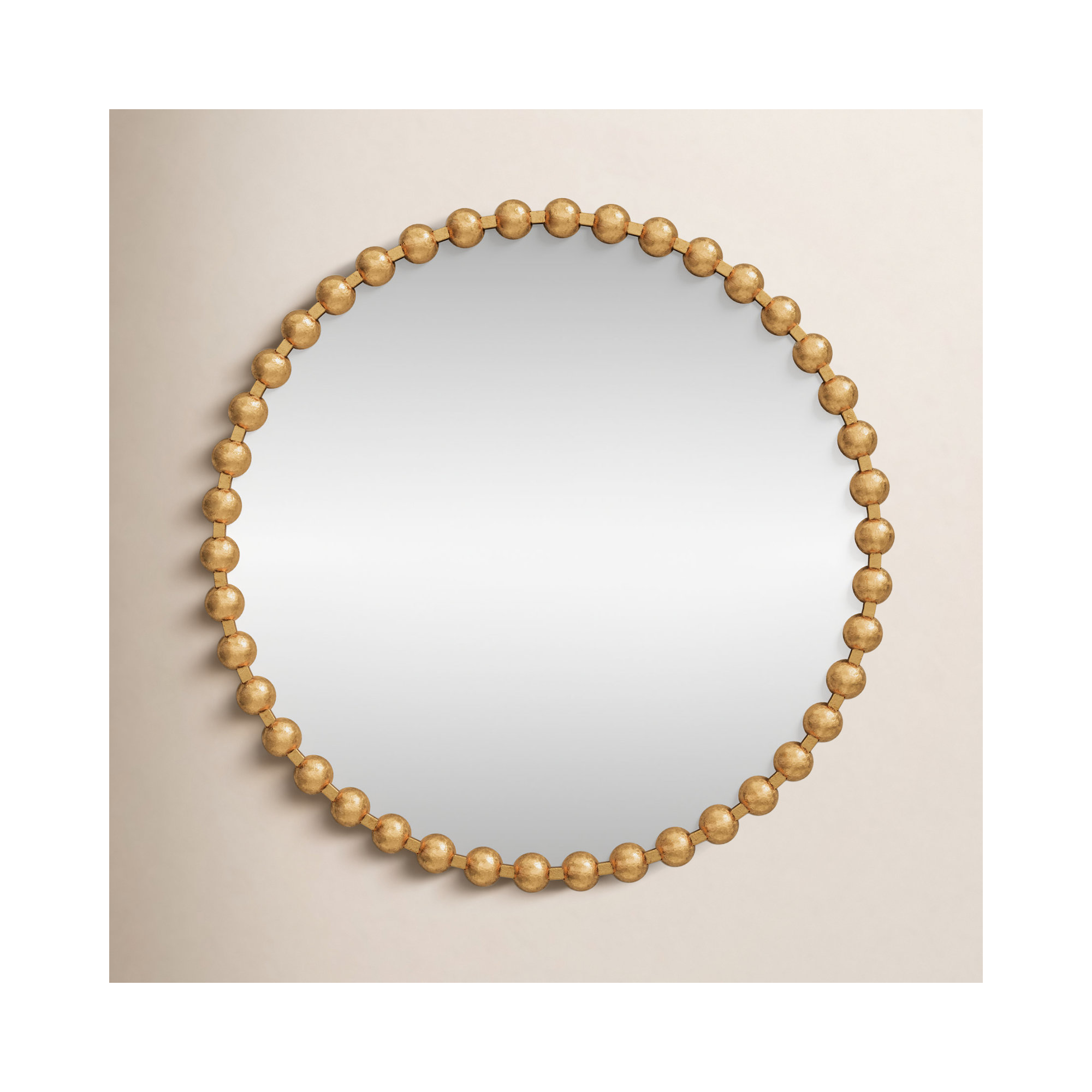 Marlowe Beaded Round Metal Wall Mirror, Gold, 36" x 36"