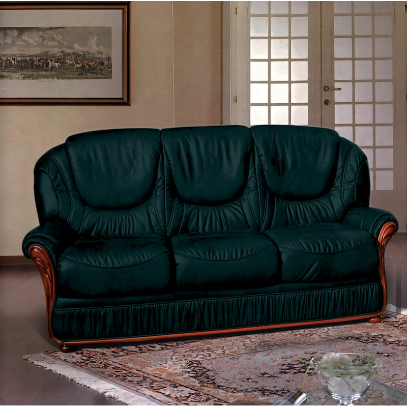 Kinzer Faux Leather Sofa, Black