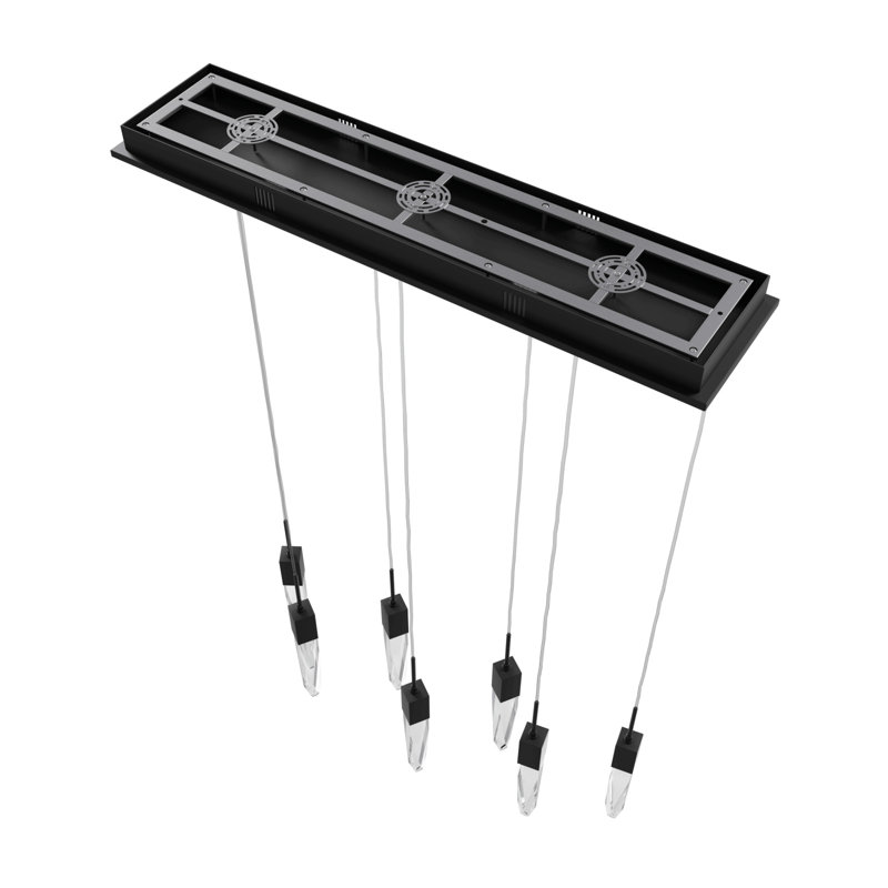 Luminaire suspendu pour îlot de cuisine 7 lumières DEL Aspen, Noir, Clear Crystal