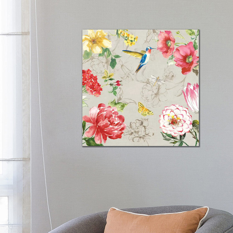Hummingbird Botanical I by Asia Jensen - Wrapped Canvas Painting, 45.72 cm H x 45.72 cm W x 3.175 cm D