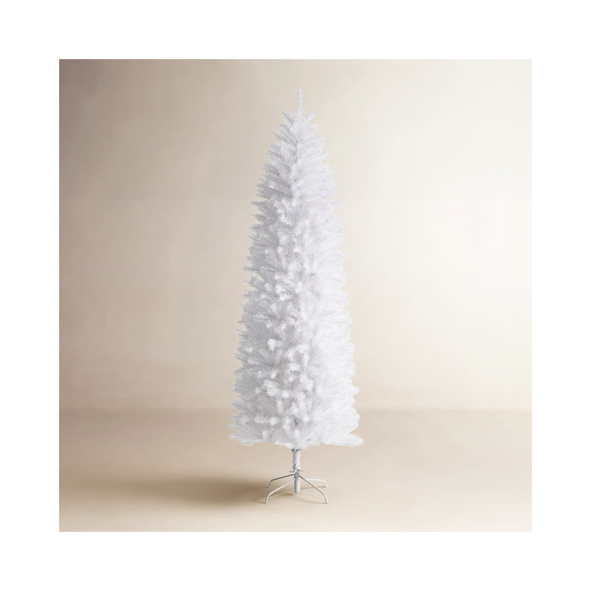 White Pencil Tinsel Artificial Christmas Tree, 7.5ft