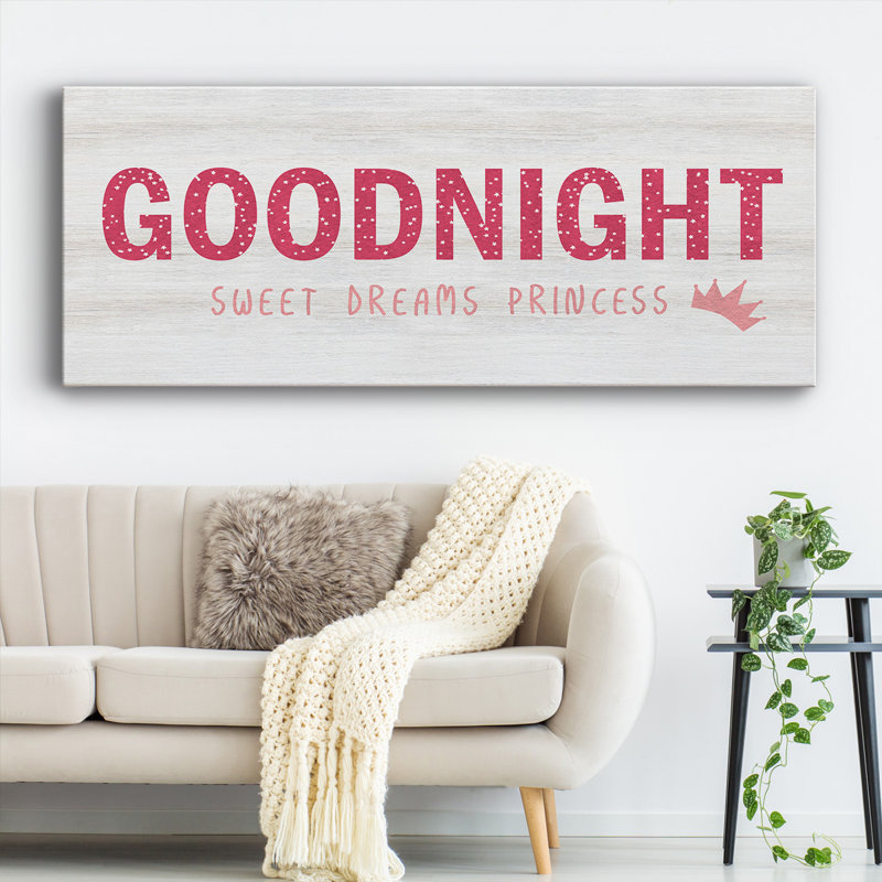 Princesse Goodnight sur toile, art textuel, H 8 po x l 20 po x P 1,5 po