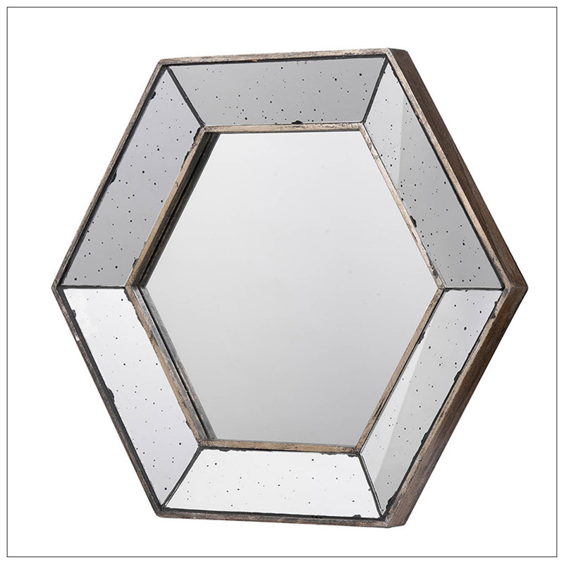 Hexagon Wall Mirror With Traditional Silver Finish, Home Decor Accent Mirror For Living Room, Entryway, Bedroom