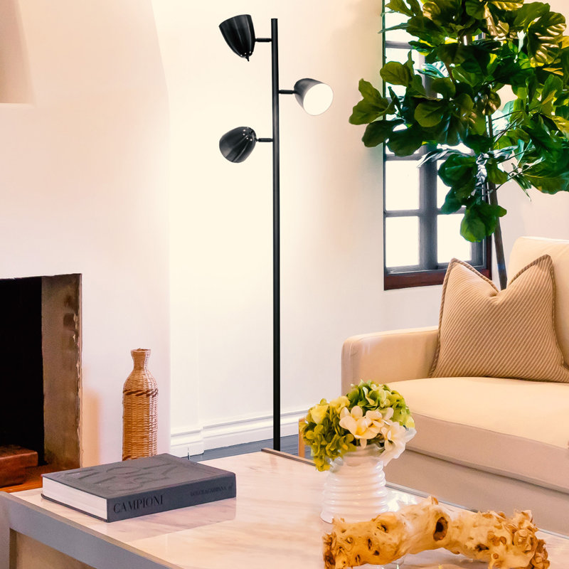 Jacob 64" Black Adjustable Multi-Head LED Floor Lamp