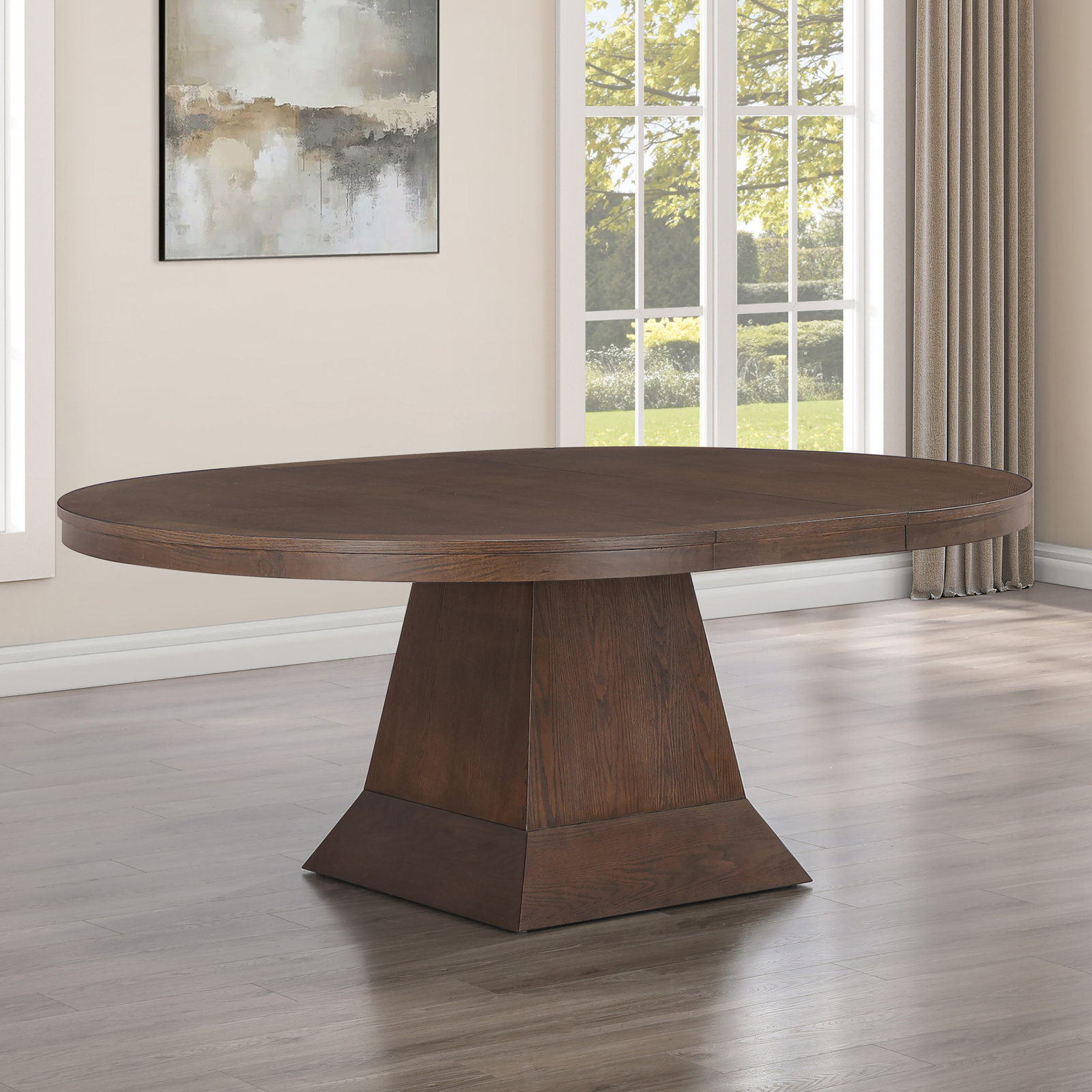 60" Extendable Oak Dining Table, Coffee