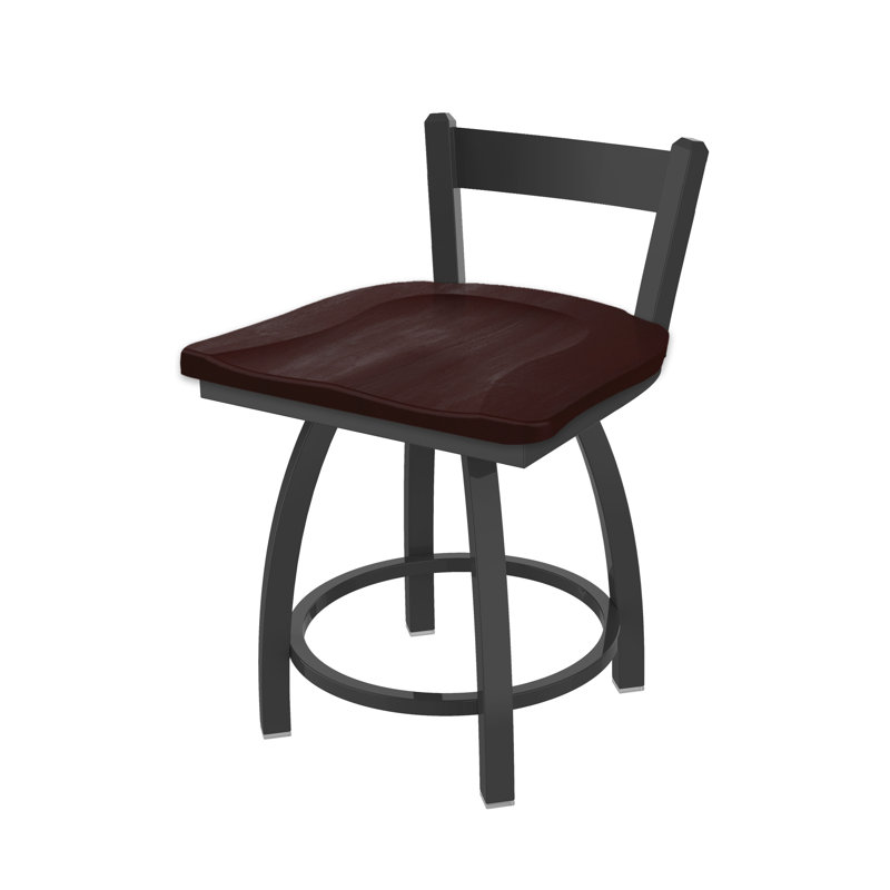 Tabouret de coiffeuse en métal Catalina, Étain, Bois - Érable cerisier foncé