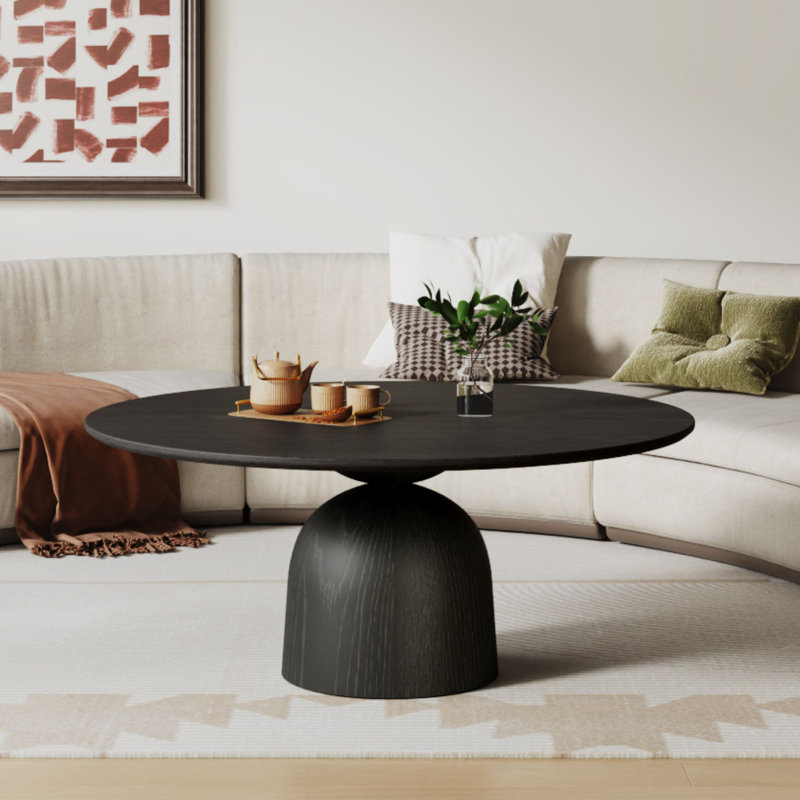 Table d'appoint moderne en bois massif avec table d'appoint Jahnelle, Brun, H 17,4 po x L 39,4 po x l 39,4 po