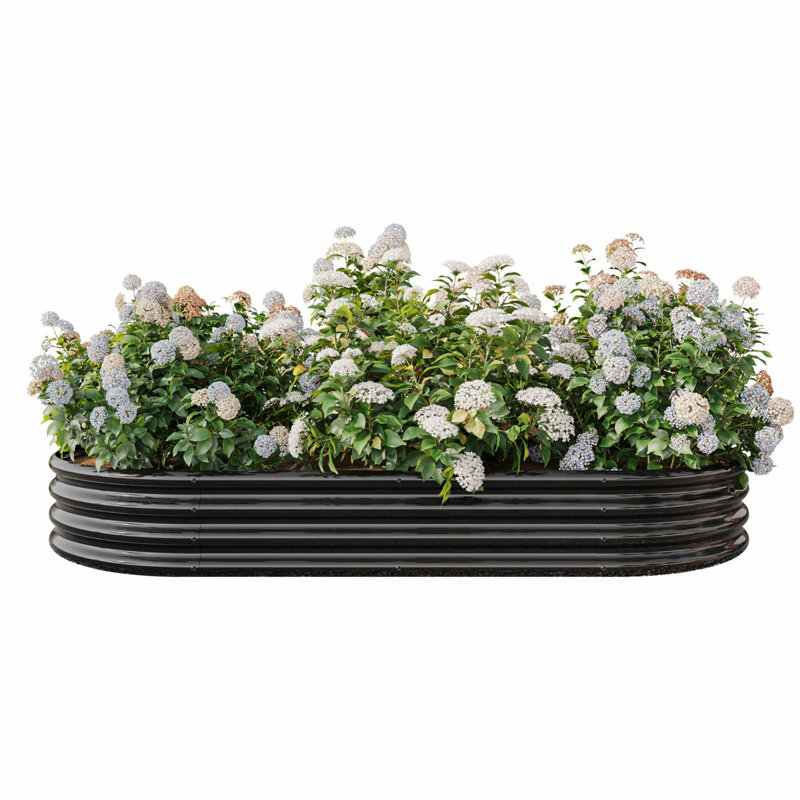 Raised Garden Bed Outdoor, Oval Metal Raised Planter Bed For For Plants, Vegetables And Flowers, Black