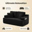 Canapé de 66,5 po de style nuage sans os, canapé 2 places avec porte-gobelet et poches latérales, canapé en velours côtelé moderne à profil bas sans assemblage requis pour les petits espaces-1364260249