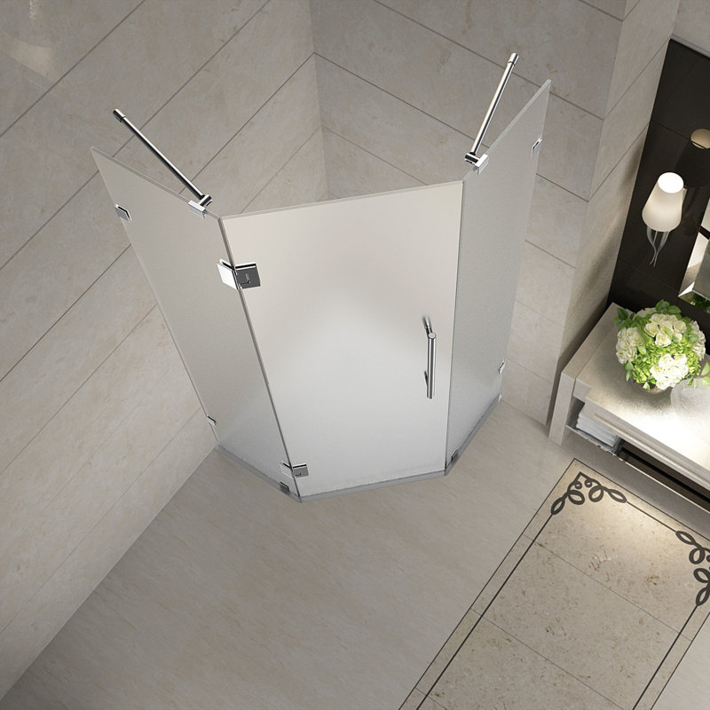 Cabine de douche à charnière inclinable 40 po x 72 po néo Neoscape, Acier inoxydable brossé