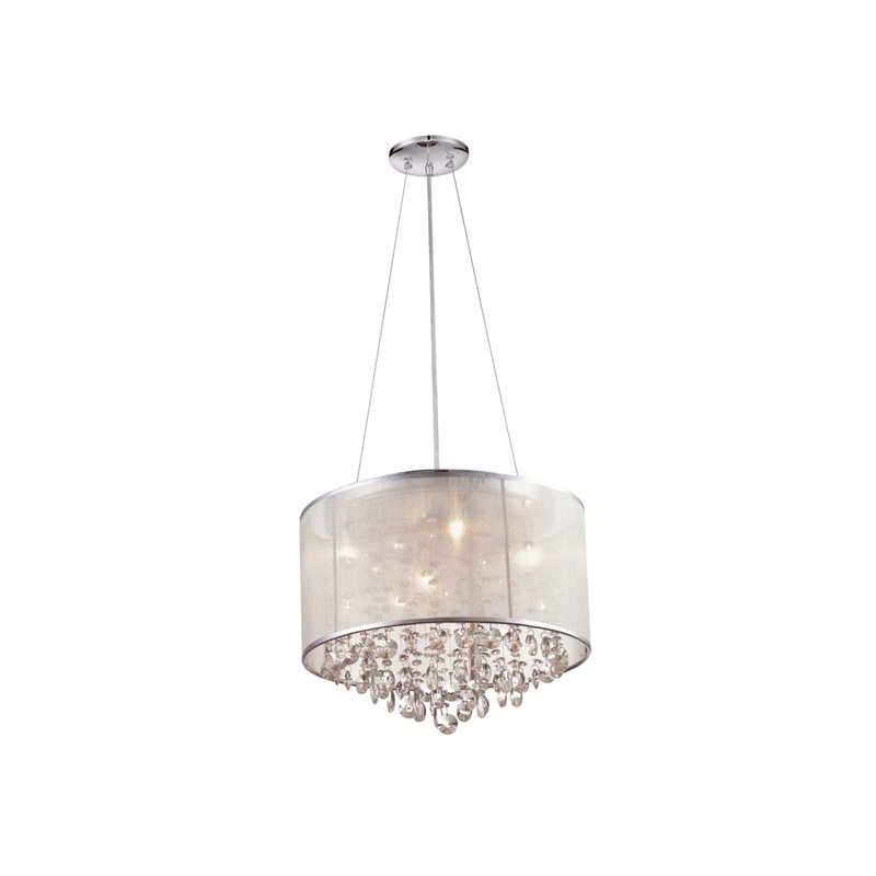 Lonan Unique / Statement Drum Chandelier, Silver, 4, 14.5" H x 16.5" W x 16.5" D