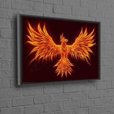 Phoenix Bird Featuring Vibrant Fire Bird Design on Abstract Art Canvas Suitable for Modern Home Wall Decoration With Creative Character Artwork
