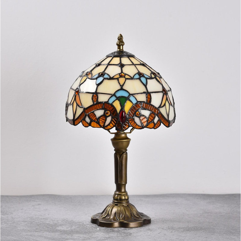 Lampe de table en bronze antique de 14,6 po Steelman avec 1 ampoule DEL, Beige / jaune