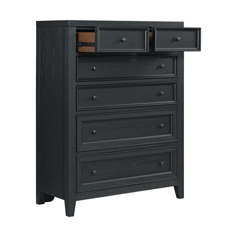 Commode à 6 tiroirs de 39 po de largeur avec tiroirs doublés de cèdre, Noir