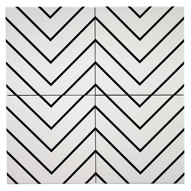 Astoria 8" x 8" Patterned Porcelain Wall & Floor Tile, White
