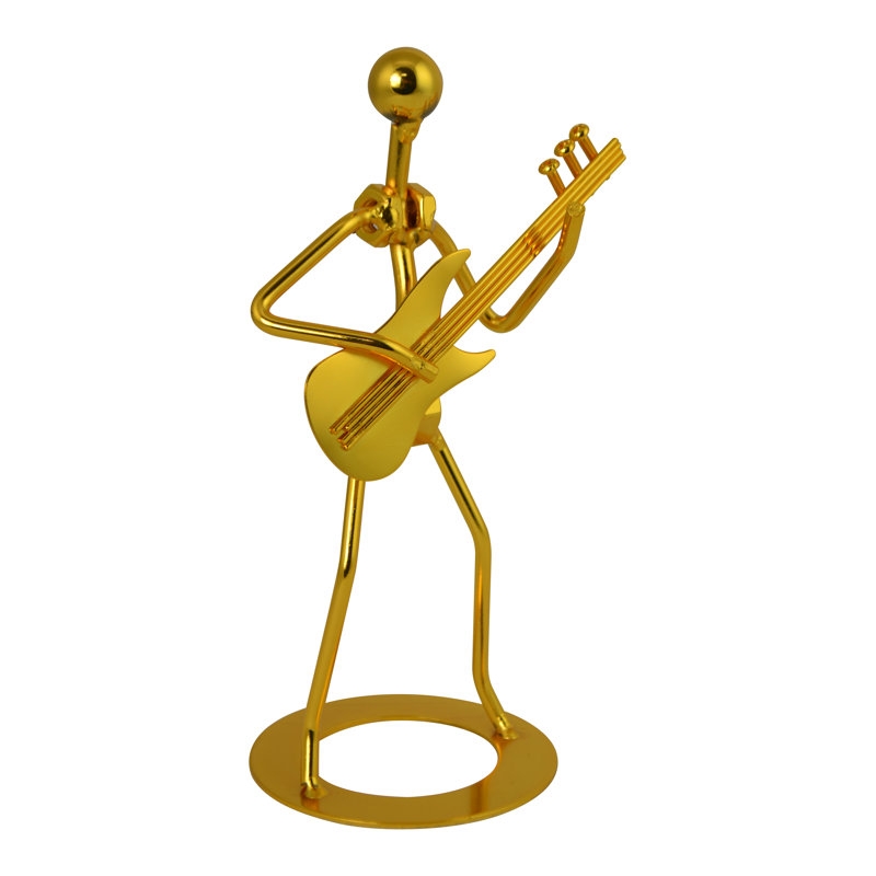 Figurine de joueur de guitare 7 "en métal doré