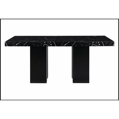 JHOANNA Sleek Black Dining Table with Sturdy Construction and Spacious Top, Perfect for Modern and Traditional Interiors.