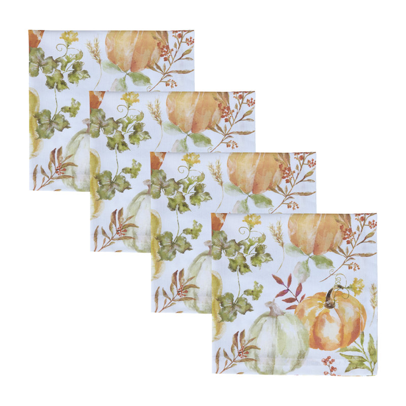 Ensemble de 4 serviettes de table Cullum, Motif floral vert