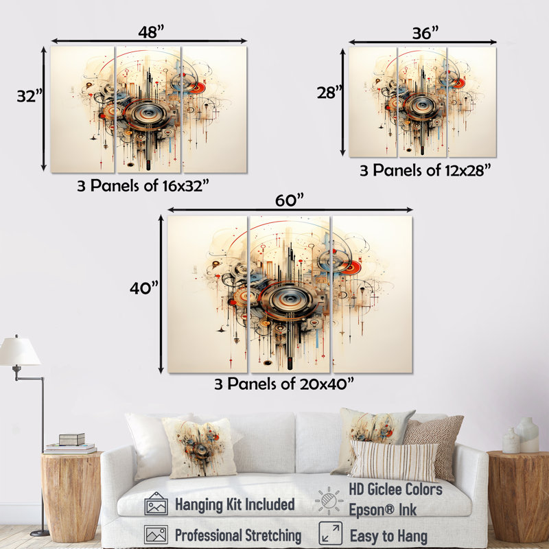 Dafna - Ensemble d'art mural musique, H 28 po x l 36 po x P 1 po, Toile tendue