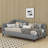 L-Shaped Linen Daybed With Solid Wood Legs-1497422874-1497422876
