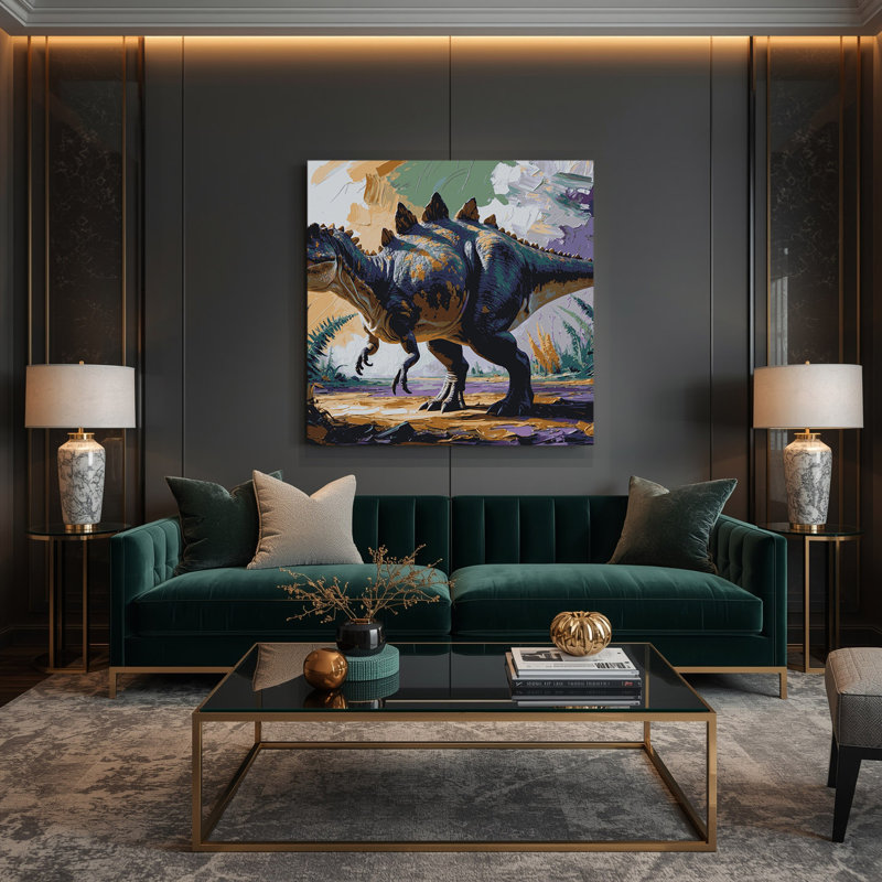 «Dinosaur Ankylosaurus», art mural sur toile mauve, H 12 po x l 12 po