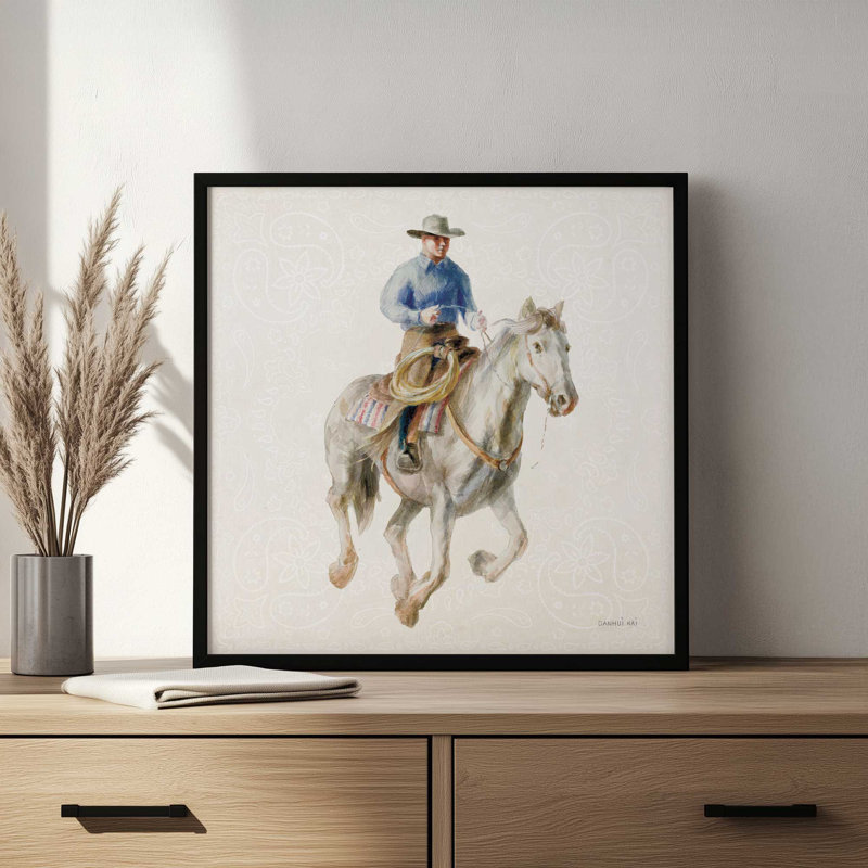 «Riders Of The Range III» par Danhui Nai, reproduction d'art, H 36 po x l 36 po, Or